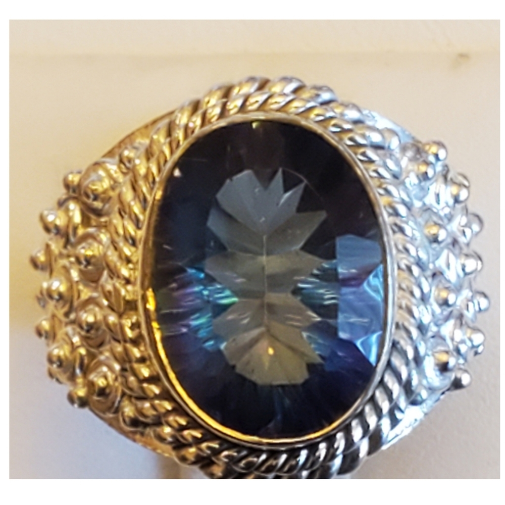 Genuine 6ct Natural Rainbow Topaz Ring Size 7